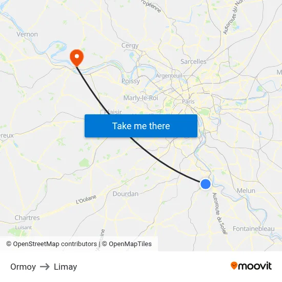 Ormoy to Limay map