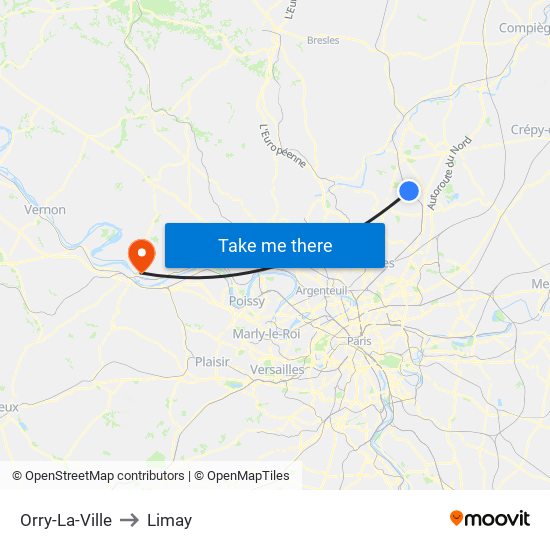 Orry-La-Ville to Limay map