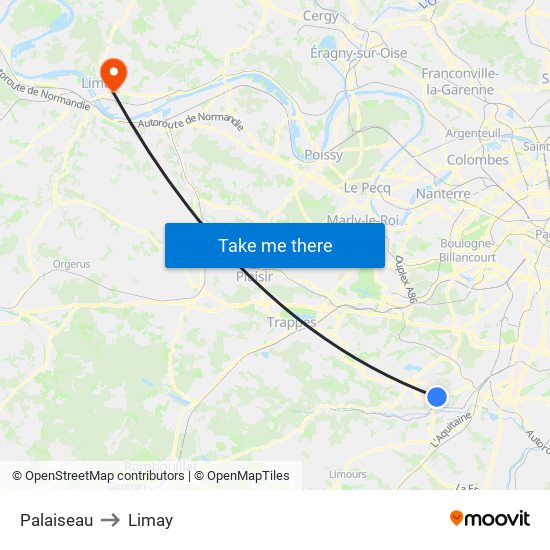 Palaiseau to Limay map
