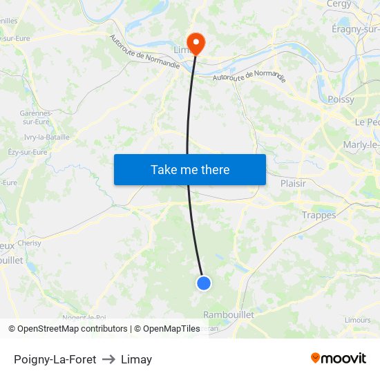 Poigny-La-Foret to Limay map