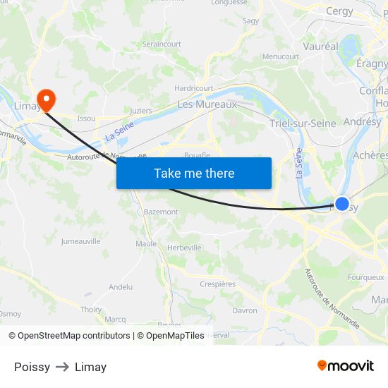 Poissy to Limay map