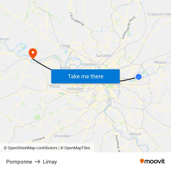 Pomponne to Limay map