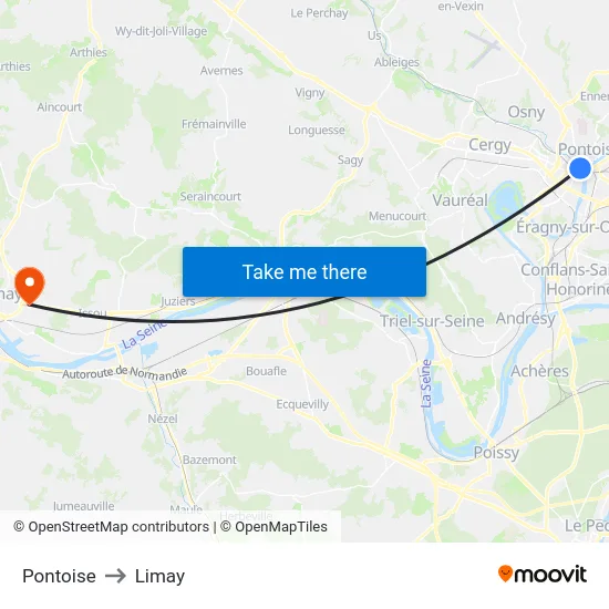 Pontoise to Limay map