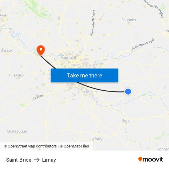Saint-Brice to Limay map
