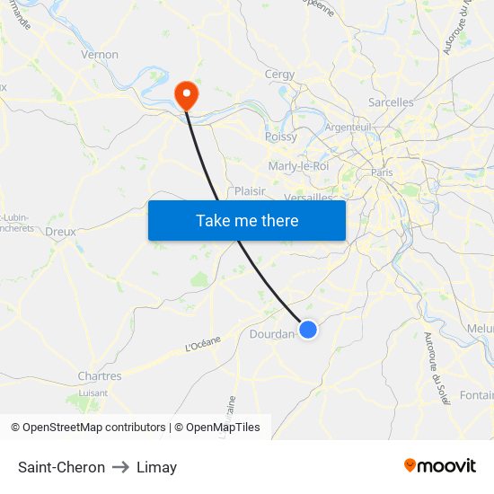 Saint-Cheron to Limay map