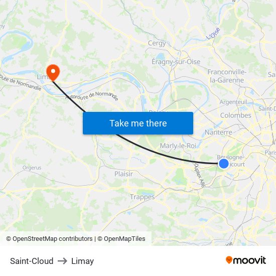 Saint-Cloud to Limay map