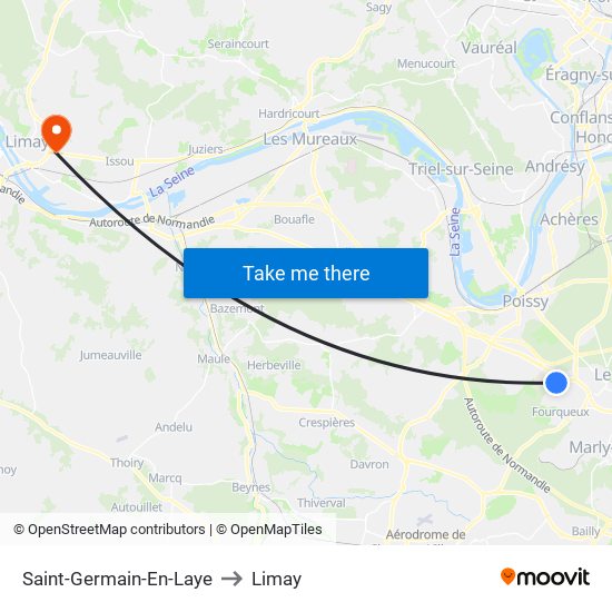 Saint-Germain-En-Laye to Limay map
