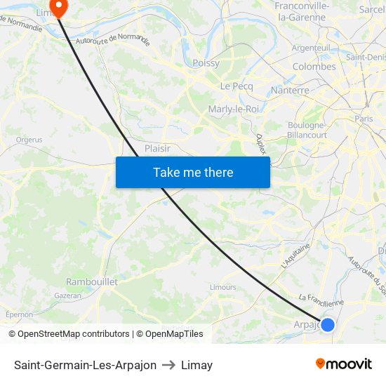 Saint-Germain-Les-Arpajon to Limay map