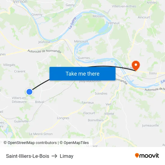 Saint-Illiers-Le-Bois to Limay map