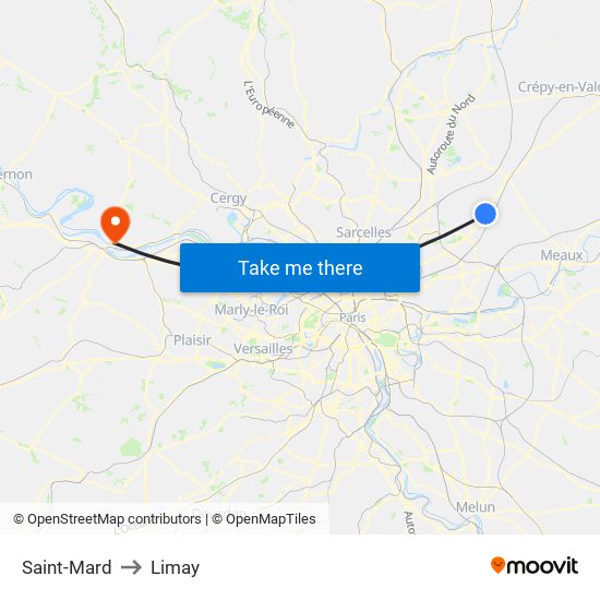 Saint-Mard to Limay map