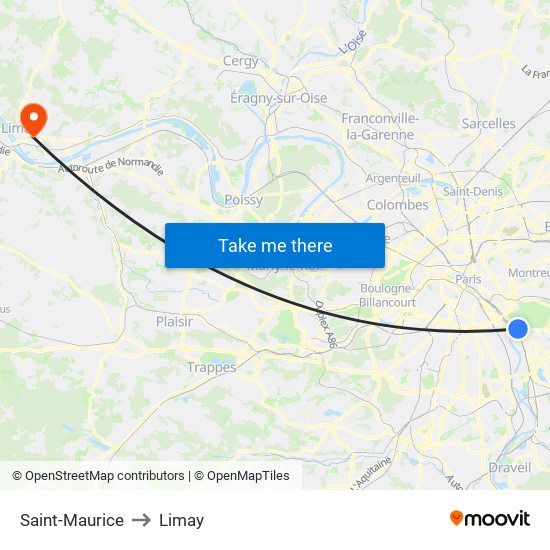 Saint-Maurice to Limay map