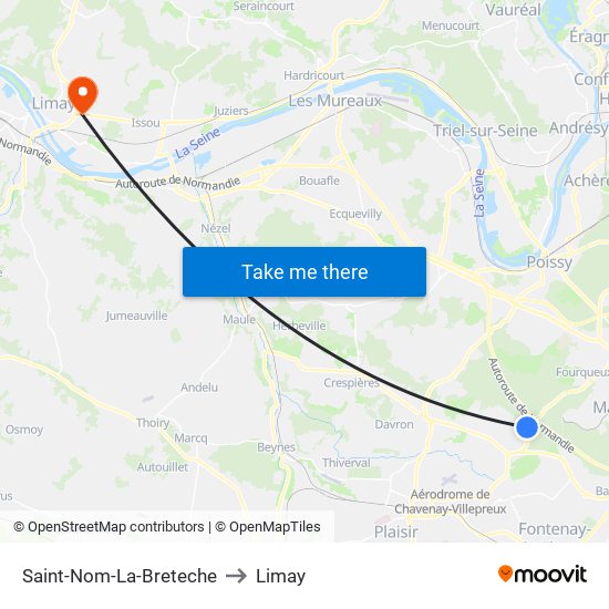 Saint-Nom-La-Breteche to Limay map
