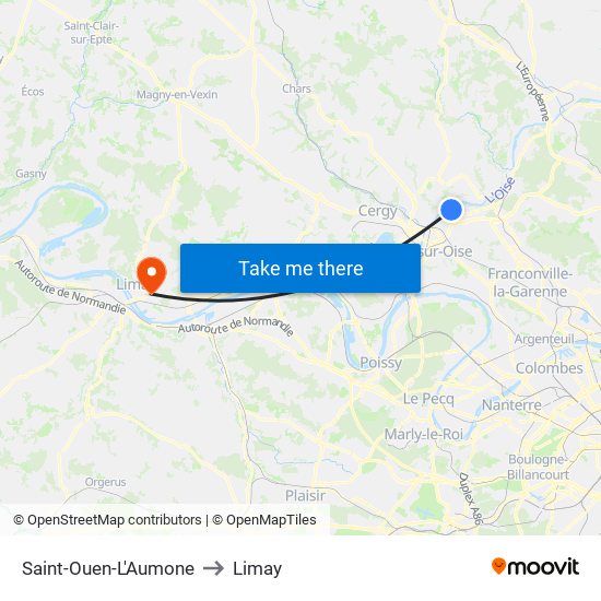 Saint-Ouen-L'Aumone to Limay map