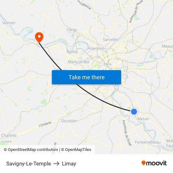 Savigny-Le-Temple to Limay map