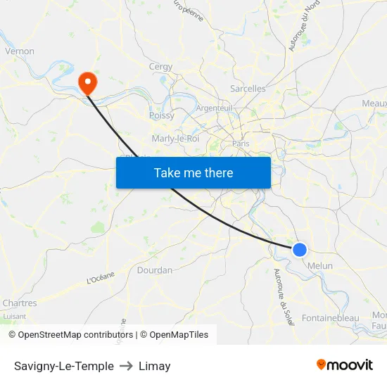 Savigny-Le-Temple to Limay map