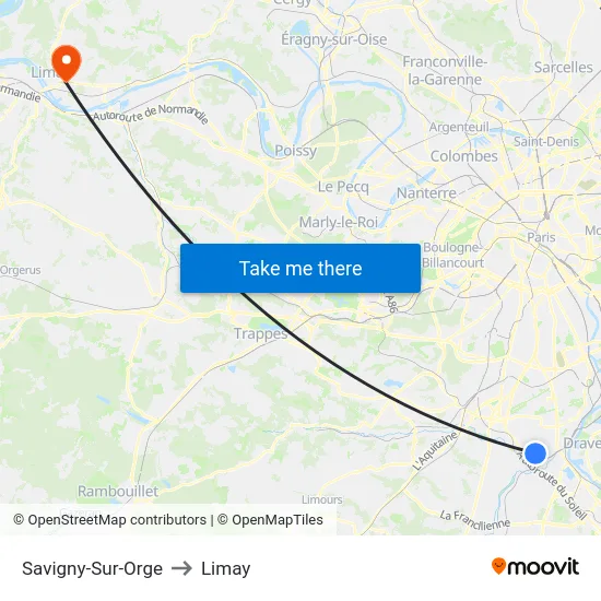 Savigny-Sur-Orge to Limay map