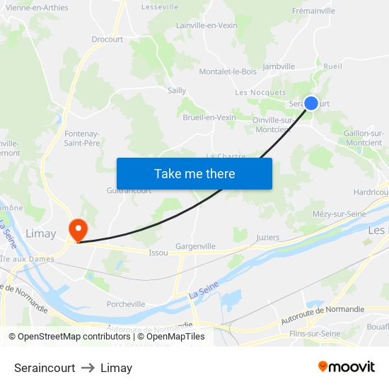 Seraincourt to Limay map