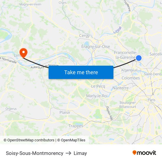 Soisy-Sous-Montmorency to Limay map