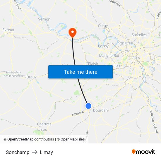 Sonchamp to Limay map