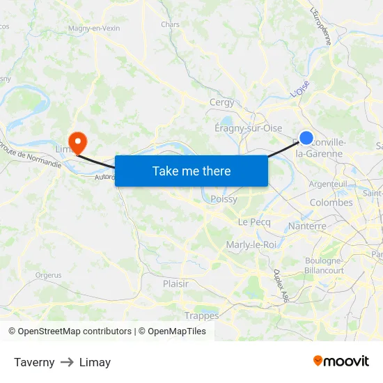 Taverny to Limay map