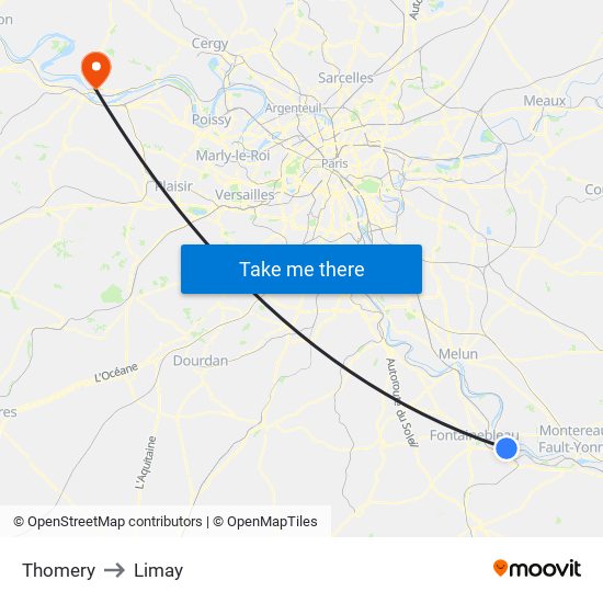 Thomery to Limay map