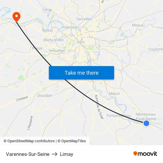 Varennes-Sur-Seine to Limay map