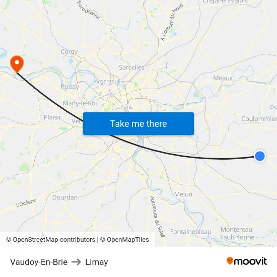 Vaudoy-En-Brie to Limay map