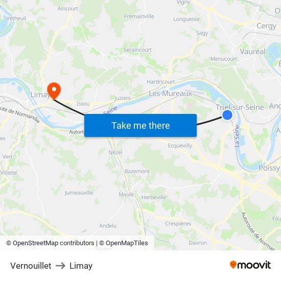 Vernouillet to Limay map