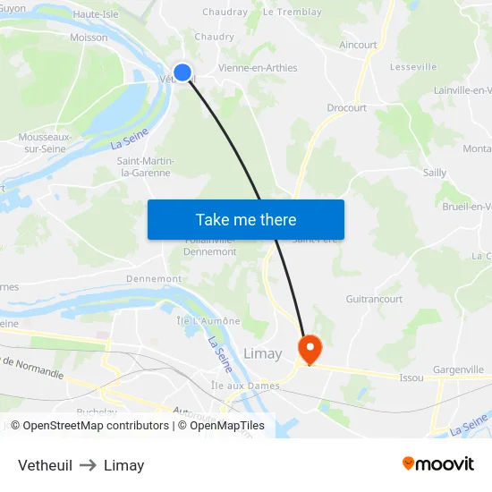 Vetheuil to Limay map