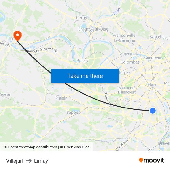 Villejuif to Limay map