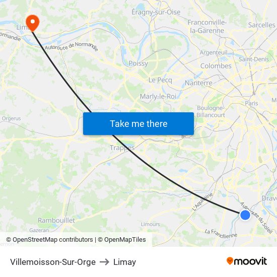 Villemoisson-Sur-Orge to Limay map