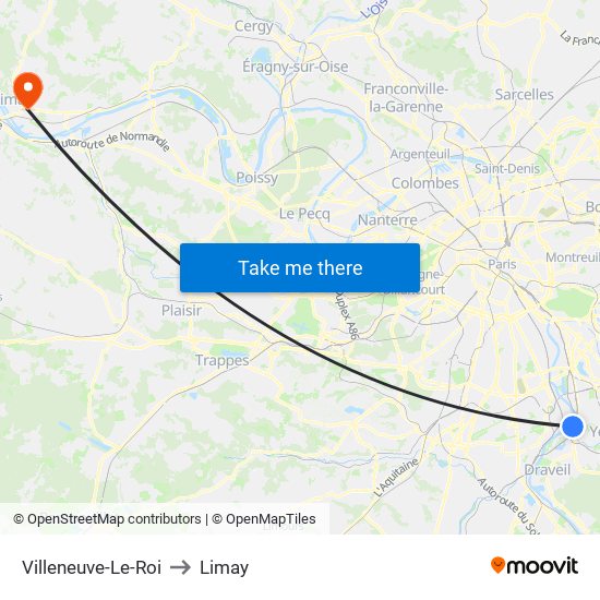 Villeneuve-Le-Roi to Limay map