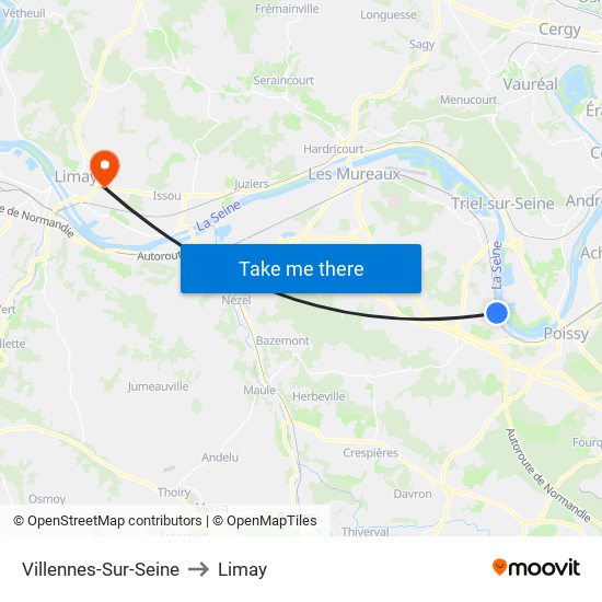 Villennes-Sur-Seine to Limay map