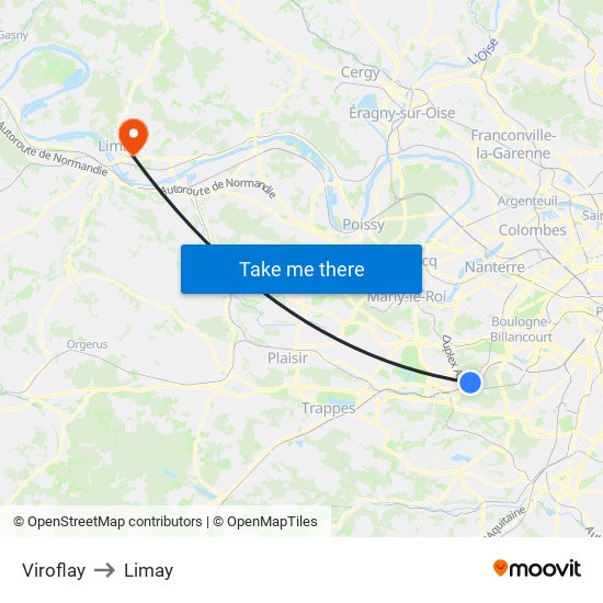 Viroflay to Limay map