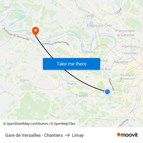 Gare de Versailles - Chantiers to Limay map
