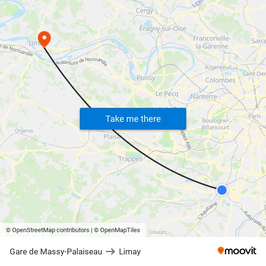 Gare de Massy-Palaiseau to Limay map