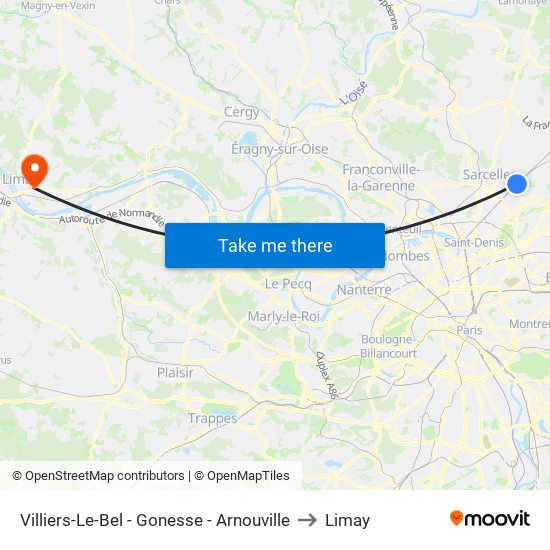 Villiers-Le-Bel - Gonesse - Arnouville to Limay map