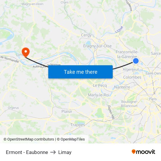 Ermont - Eaubonne to Limay map