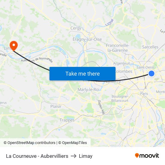 La Courneuve - Aubervilliers to Limay map