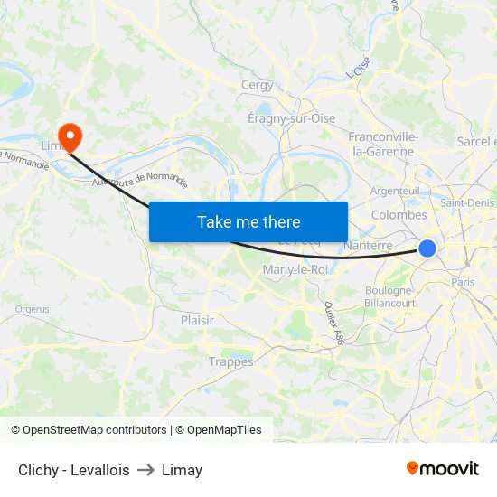 Clichy - Levallois to Limay map