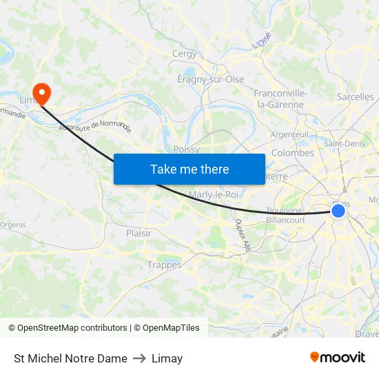 St Michel Notre Dame to Limay map
