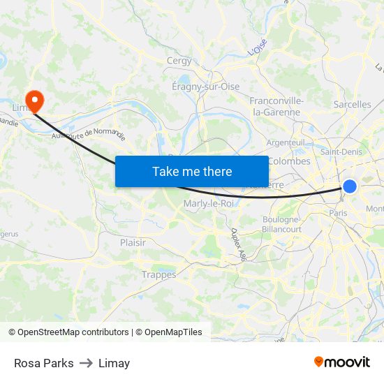 Rosa Parks to Limay map