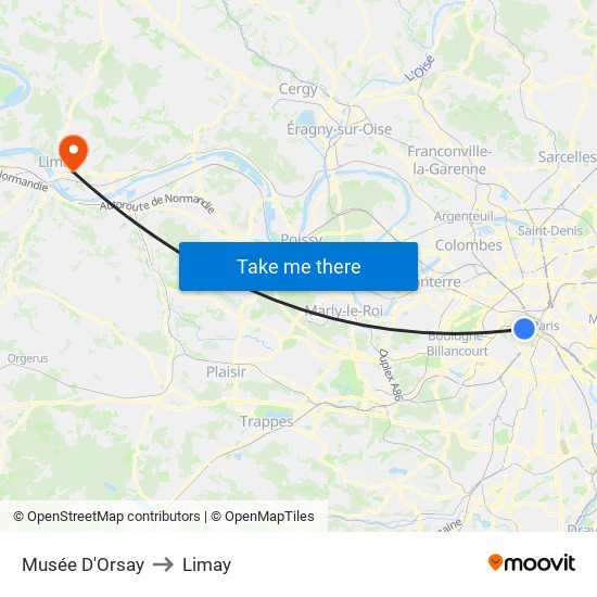 Musée D'Orsay to Limay map