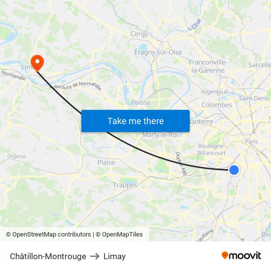 Châtillon-Montrouge to Limay map