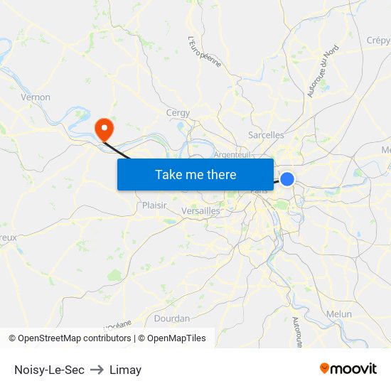 Noisy-Le-Sec to Limay map