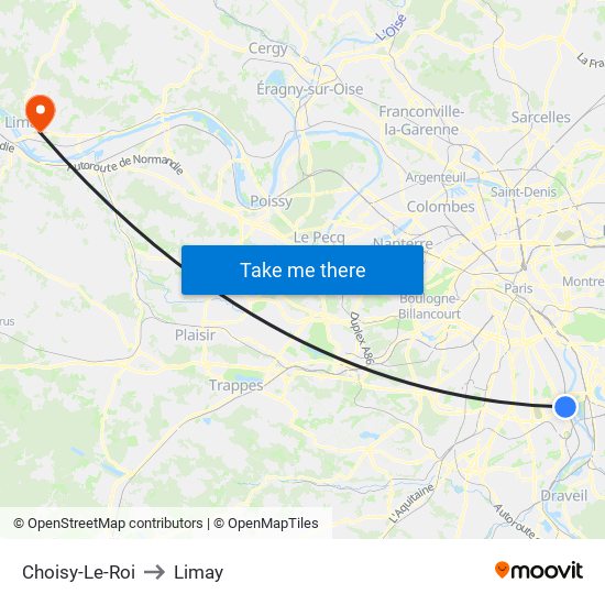 Choisy-Le-Roi to Limay map