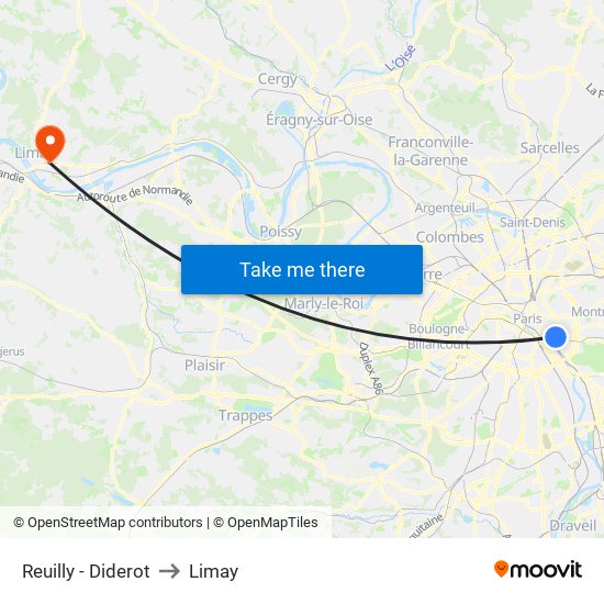 Reuilly - Diderot to Limay map