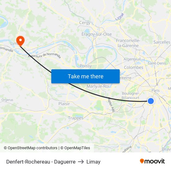 Denfert-Rochereau - Daguerre to Limay map