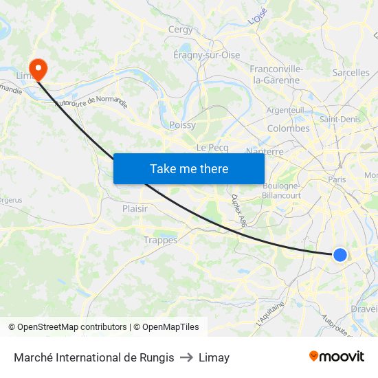 Marché International de Rungis to Limay map