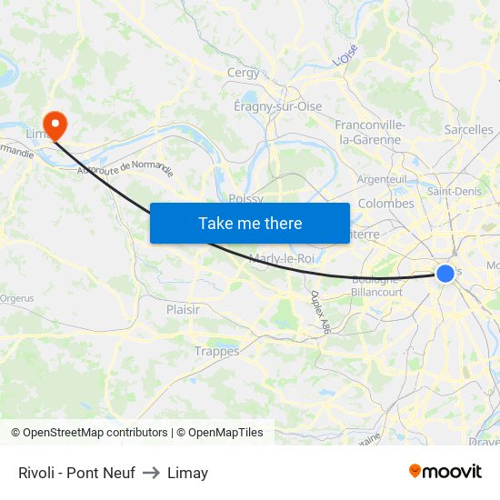 Rivoli - Pont Neuf to Limay map